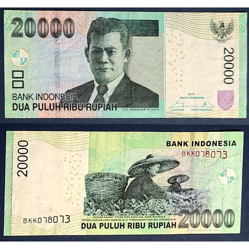 Indonésie P.151f, TTB Billet de 20000 Rupiah 2016 Oto Iskandar di Nata