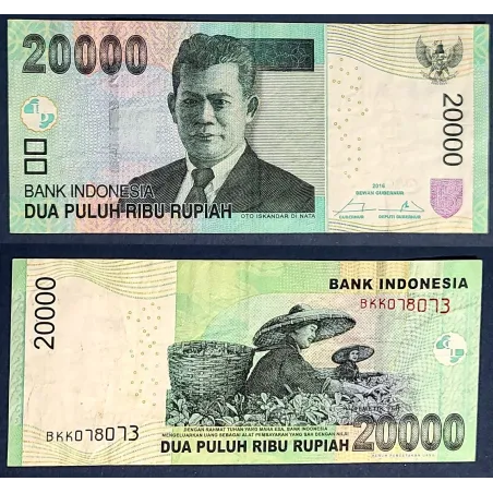 Indonésie P.151f, TTB Billet de 20000 Rupiah 2016 Oto Iskandar di Nata