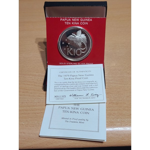 Papouasie Nouvelle Guinée 10 Kina, BE, 1979, KM 8a Oiseau Paradis pièce de monnaie