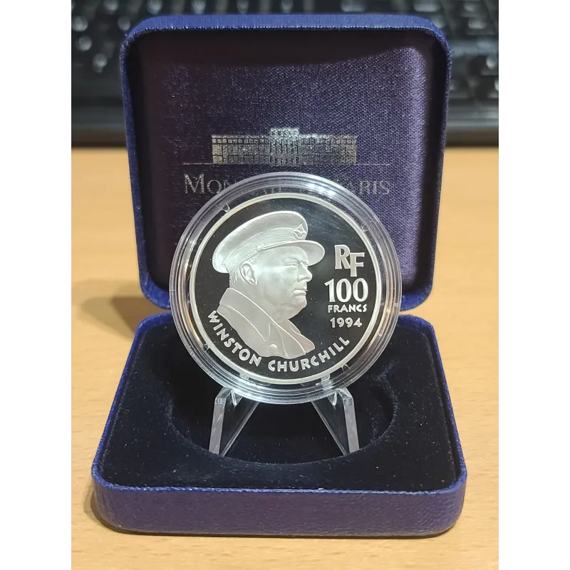 100 francs Argent, BE, 1994, Libération Churchill pièces de monnaies de Paris