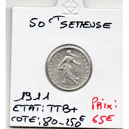 50 centimes Semeuse Argent 1911 TTB+