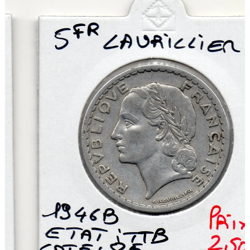5 francs Lavrillier 1946 B Beaumont TTB 5 francs Lavrillier 1946 B Beaumont TTB