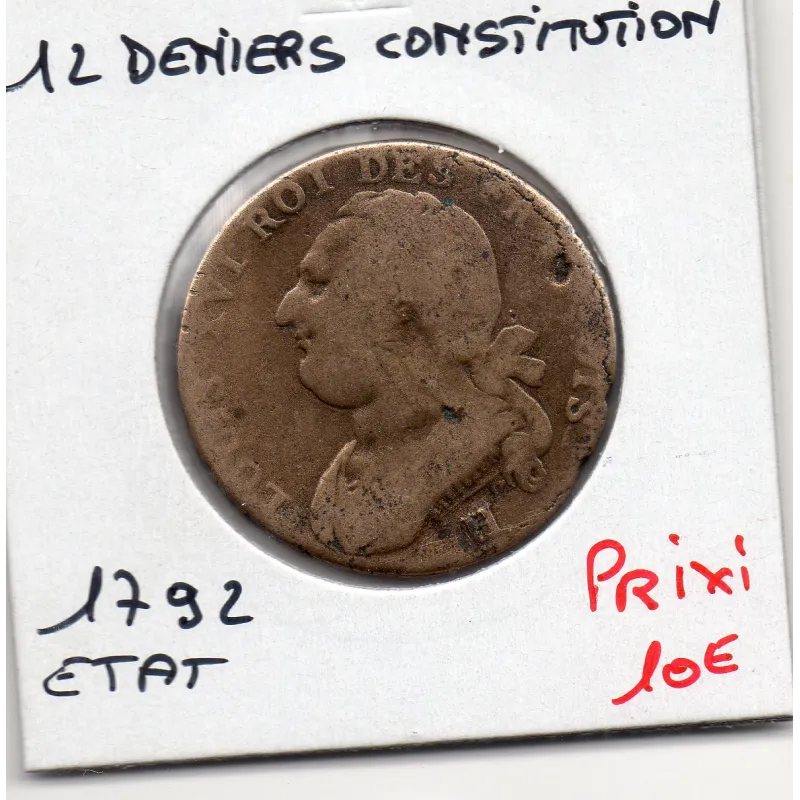 12 denier Constitution 1792 H La Rochelle B Louis XVI 12 denier Constitution 1792 H La Rochelle B Louis XVI
