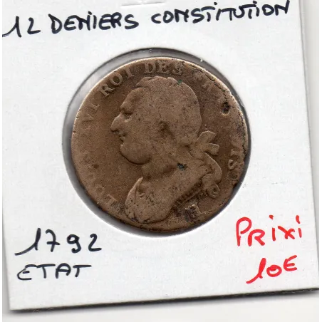 12 denier Constitution 1792 H La Rochelle B Louis XVI
