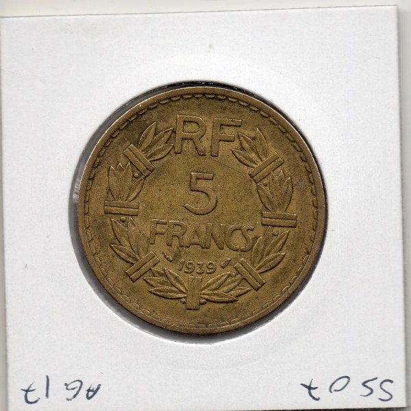 5 francs Lavrillier 1939 TTB+