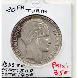 20 francs Turin 1933 Rameaux court Sup