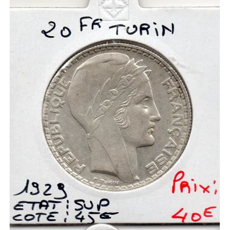 20 francs Turin 1929 Sup