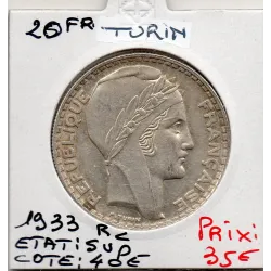 20 francs Turin 1933 Rameaux court Sup