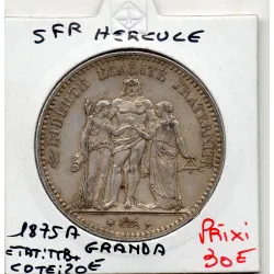 5 francs Hercule 1875 grand A Paris TTB+