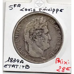 5 francs Louis Philippe 1834 A Paris TB