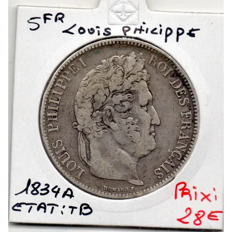 5 francs Louis Philippe 1834 A Paris TB