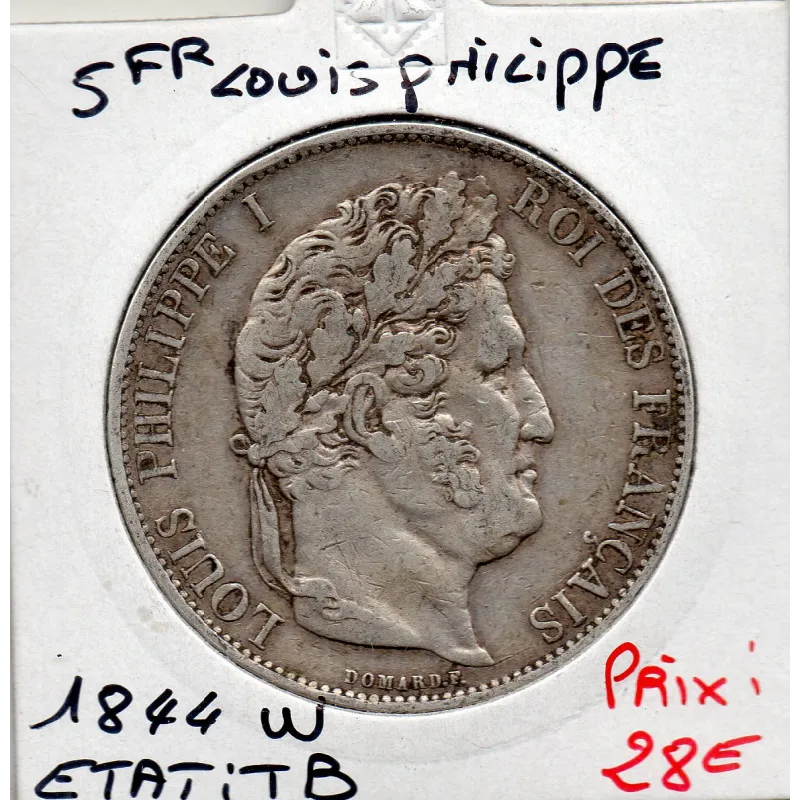 5 francs Louis Philippe 1844 W Lille TB 5 francs Louis Philippe 1844 W Lille TB