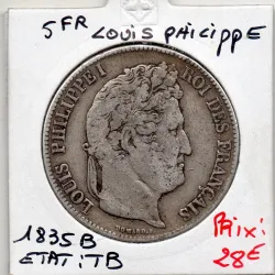 5 francs Louis Philippe 1835 B Rouen TB