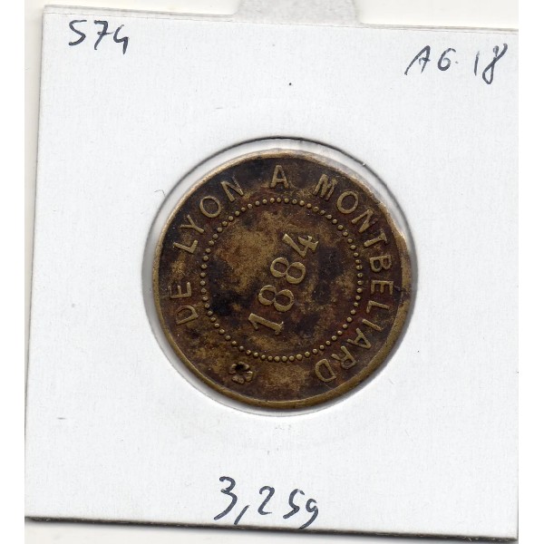 Jeton De transport de Lyon à Monbeliard, 1884 TTB