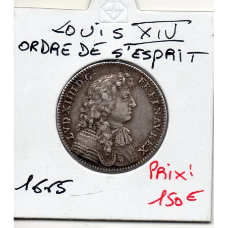 Jeton Louis XIV, Ordre royale du Saint-Esprit, 1665 TTB Argent