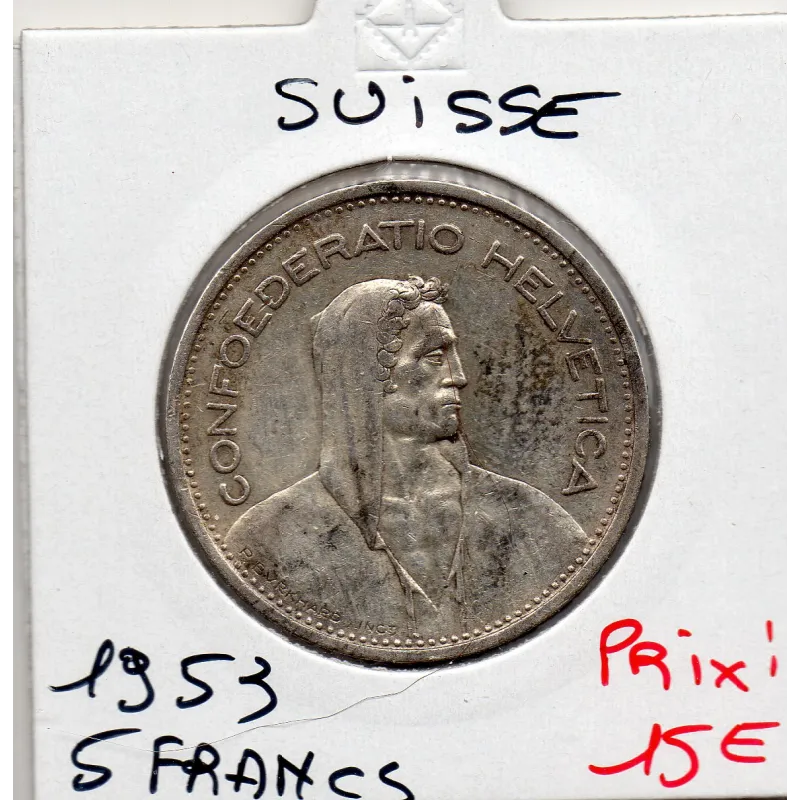 Suisse 5 francs 1953 Sup, KM.40