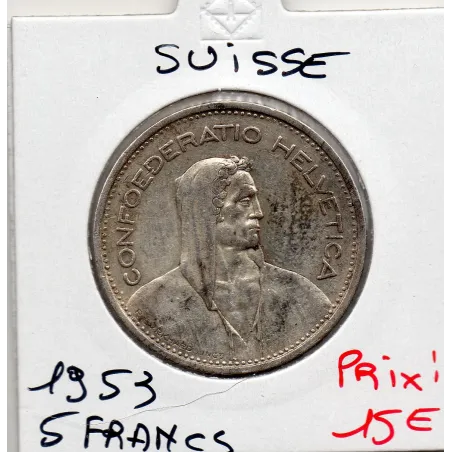 Suisse 5 francs 1953 Sup, KM.40