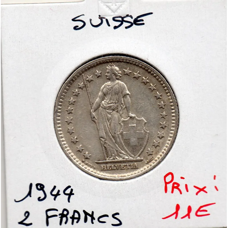Suisse 2 francs 1944 Sup-, KM.21