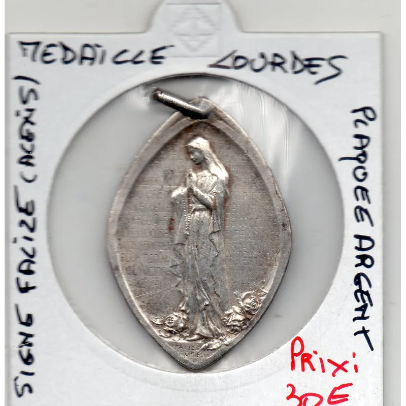 Medaille Lourdes Signé alexis Falize plaqué Argent Sup