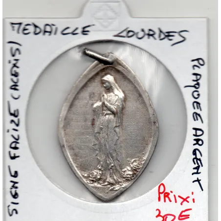 Medaille Lourdes Signé alexis Falize plaqué Argent Sup