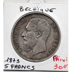 Belgique 5 Francs 1873 TTB , KM.24 Leopold II