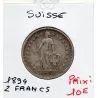 Suisse 2 francs 1894 A TTB-, KM 21 pièce de monnaie