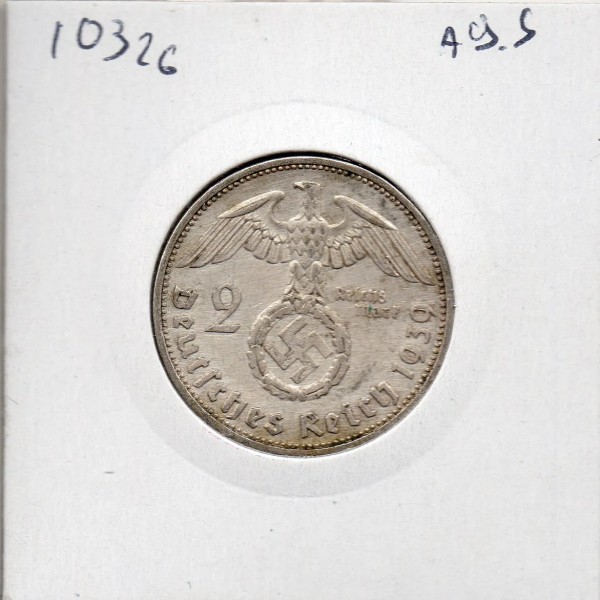 Allemagne 2 reichsmark 1939 A, Sup KM.93