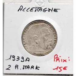 Allemagne 2 reichsmark 1939 A, Sup KM.93