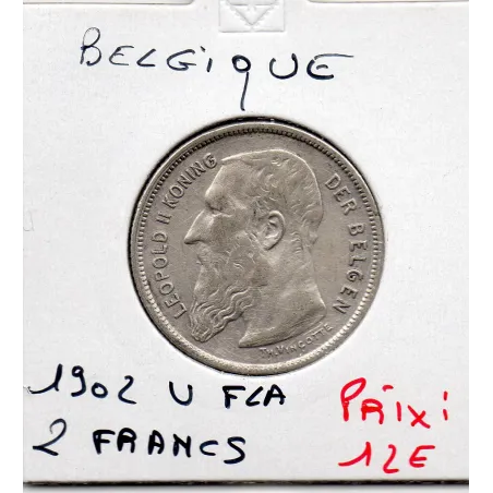 Belgique 2 Francs 1909 en Flamand TTB+, KM.59 Leopold II