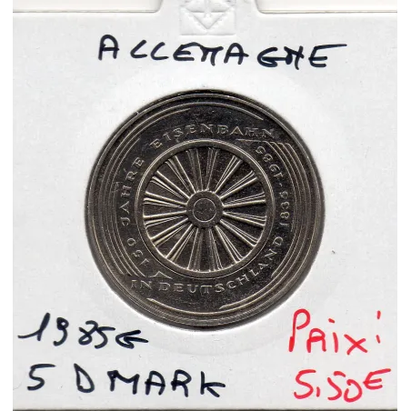Allemagne RFA 5 deutche mark 1985 G, Spl KM.163 Chemin de fer