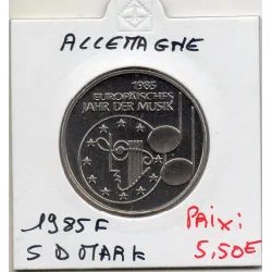 Allemagne RFA 5 deutche mark 1985 F, Spl KM.162 année de la musique