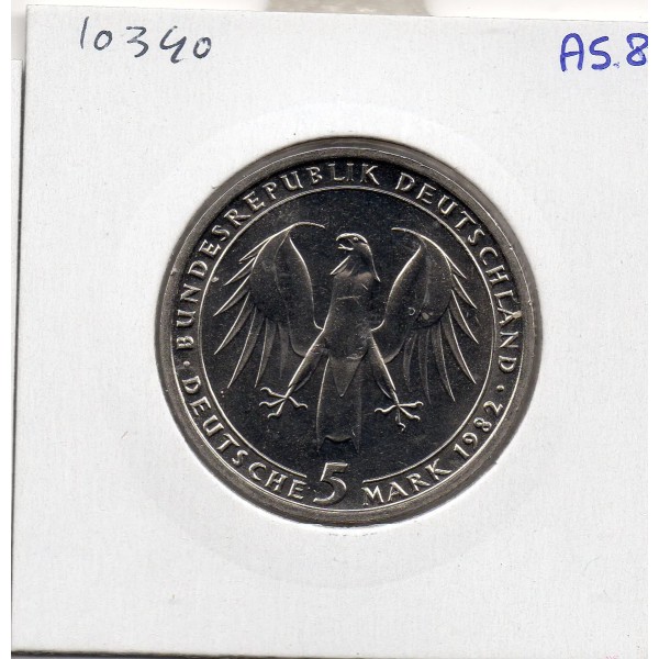 Allemagne RFA 5 deutche mark 1982 D, Spl KM.156 Wolfgang von Goethe