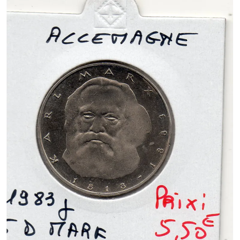 Allemagne RFA 5 deutche mark 1983 J, Spl KM.158 Karl Marx