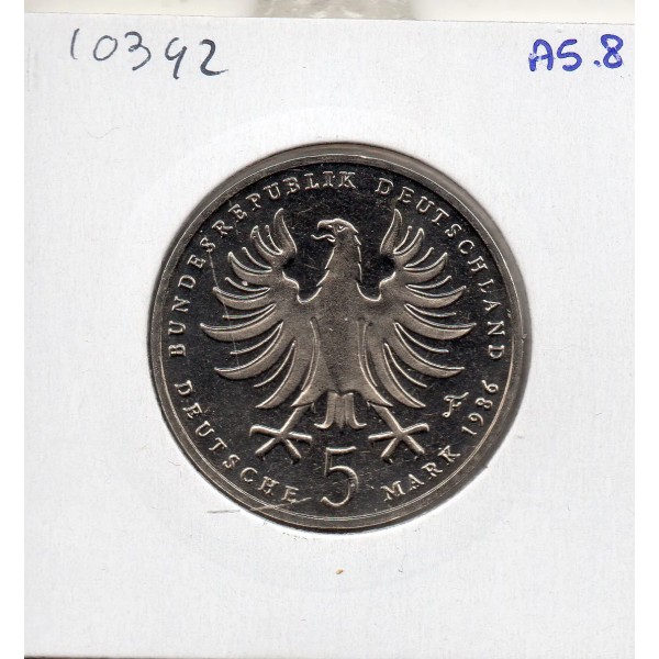 Allemagne RFA 5 deutche mark 1986 F, Spl KM.165 Frederic II
