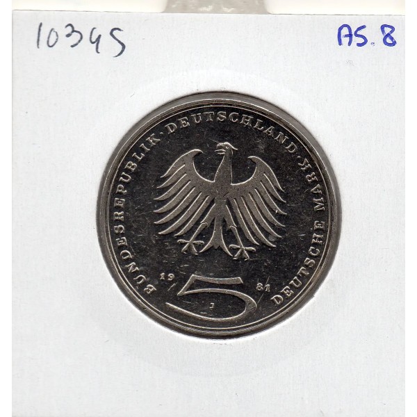 Allemagne RFA 5 deutche mark 1981 J, Spl KM.154 Ephraim Lessing