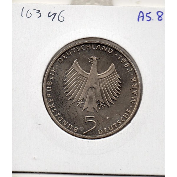 Allemagne RFA 5 deutche mark 1982 F, Spl KM.157 Conference ONU Stockholm