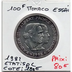 Monaco Essai 100 francs 1982 Spl, Gad.165 Rainier III et Albert