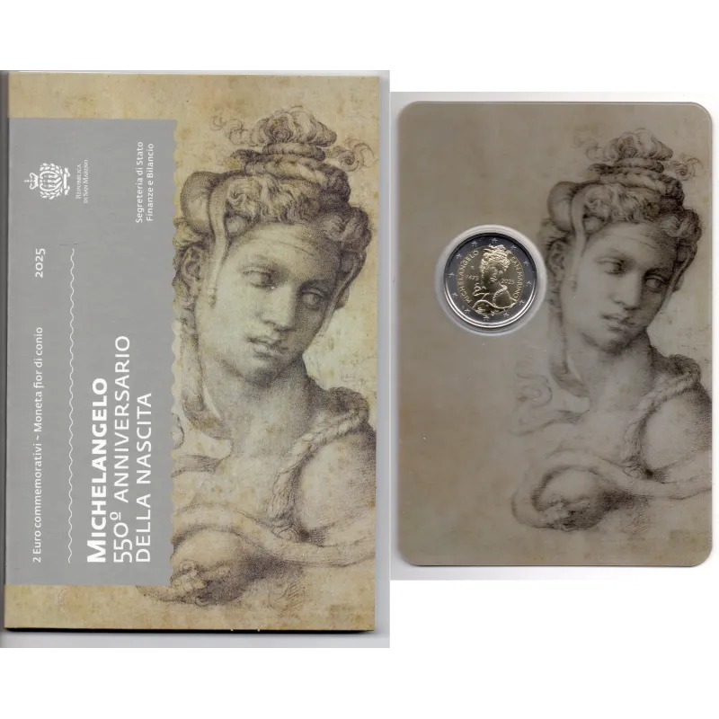 2 euro commémorative Saint Marin 2025 Michel-Ange pièce de monnaie €