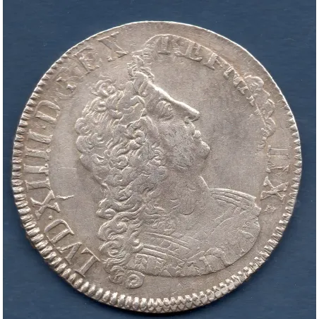 Ecu aux insignes 1702 B Rouen TTB+ Louis XIV réformé