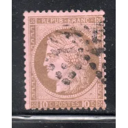 Timbre France Yvert No 54 Type Cérès 10c brun s. rose Oblitéré gros chiffres