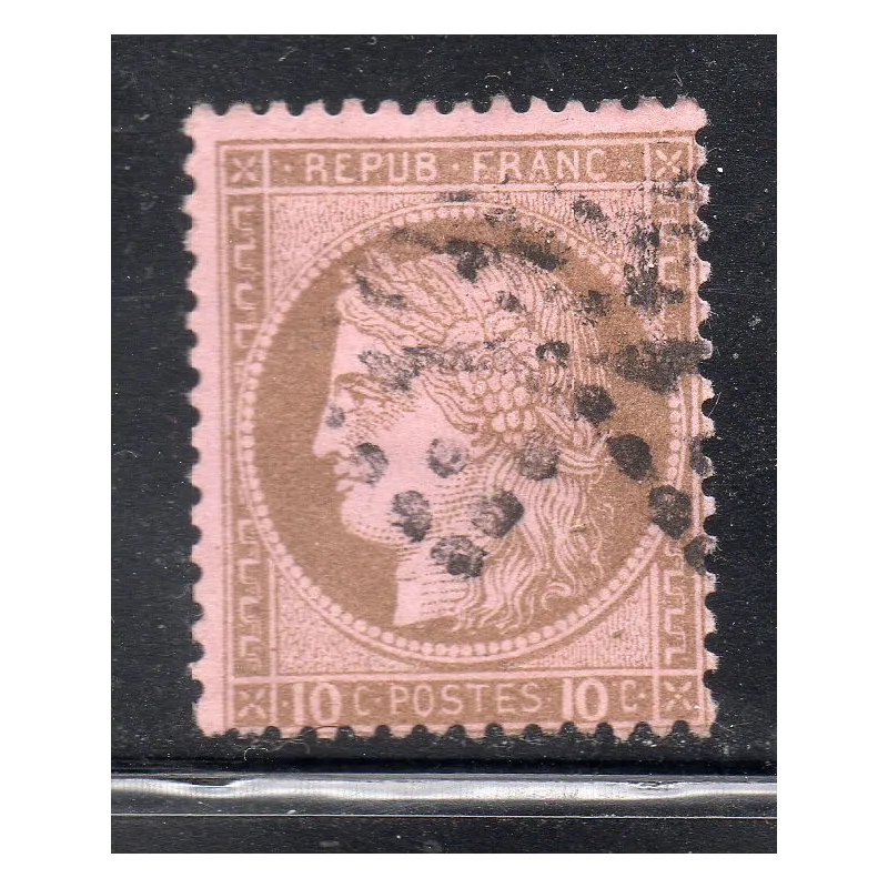 Timbre France Yvert No 54 Type Cérès 10c brun s. rose Oblitéré gros chiffres Timbre France Yvert No 54 Type Cérès 10c brun s. rose Oblitéré gros chiffres