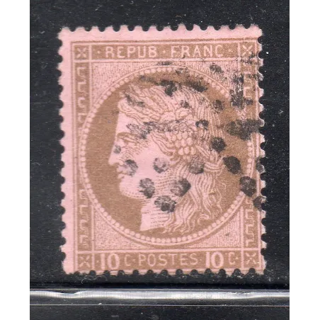 Timbre France Yvert No 54 Type Cérès 10c brun s. rose Oblitéré gros chiffres