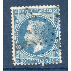 Timbre France Yvert No 29B Empire Lauré 20c bleu Oblitéré étoile