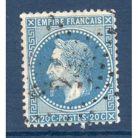 Timbre France Yvert No 29B Empire Lauré 20c bleu Oblitéré étoile