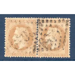 Timbre France Yvert Paire No 28B Empire Lauré 10c bistre gros chiffres