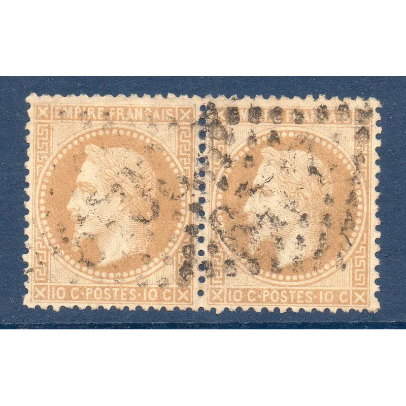 Timbre France Yvert Paire No 28B Empire Lauré 10c bistre gros chiffres