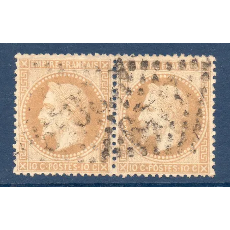 Timbre France Yvert Paire No 28B Empire Lauré 10c bistre gros chiffres