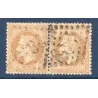 Timbre France Yvert Paire No 28B Empire Lauré 10c bistre gros chiffres