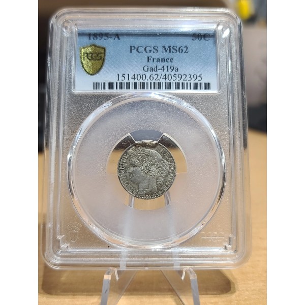 50 centimes Cérès 1895 A Paris SPL- PCGS MS62