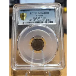 1 centime Napoléon III tête laurée 1862 A Paris SPL+ PCGS MS64